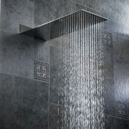 LANGYO Bathroom Shower Nozzle Pressure Into The Wall Concealed Shower Head Ultra Thin Stainless Steel Shower Head 201105