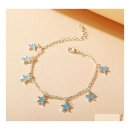 Anklets Fashion Jewellery Fivepointed Stars Pendant Charms Anklet Chain Ankle Bracelet Drop Delivery Dhold