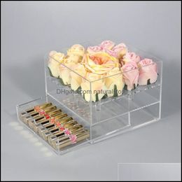 Jewellery Boxes Packaging Display New Clear Acrylic Rose Flower Box With Der Makeup Organiser Valentines Day Wedding Gift Er Wholesale Drop