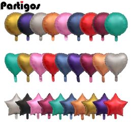 50pcs 18inch Heart Round Star Metallic foil Balloon Wedding Decor Birthday Party Balloon Matt Metal Heart Star Helium Air ball T200526