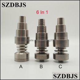 Other Hand Tools Home Garden Gr2 G2 Domeless Titanium Ti Nail 6 In 1 Fit For Both Male Female 10Mm 14Mm 18Mm Glass Bong Water Pipe Electro