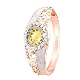 Wristwatches Fashion Ladies Bracelet Watch Rose Gold Flower Set Diamond Quartz Women Hollow Dress Watches Relogio Feminino Reloj MujerWristw