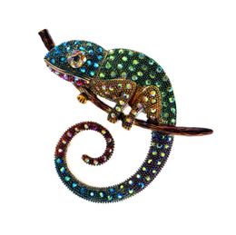 Crystal Vintage Chameleon Brooches for Women High Grade Fashion Lizard Brooch Pins Coat Accessories Animal Jewellery Gifts