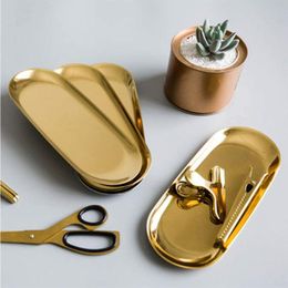 silver display tray UK - Dishes & Plates Nordic Style Gold Silver Dining Plate Stainless Steel Dessert Nut Cake Fruit Tray Jewelry Display Steak Kitchen