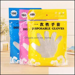 100Pcs/Bag Heavy Duty Disposable Food Grade Vinyl Gloves Transparent Thickened Plastic Pe For Cleaning Dinning Drop Delivery 2021 Kitchen Su