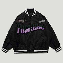 Streetwear Harajuku Furry Letters Embroidery Baseball Bomber Jackets Mens Casual Oversize Loose Letterman Varsity Coats Unisex T220728
