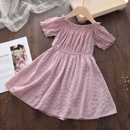 Bear Leader Children Dresses Kids Girl Puff Sleeves Lace Cotton and Linen Button Dress Baby Spring Summer Dresses for Girls