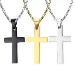 Delicate Mens Stainless Steel Cross Pendant Necklaces Men s Engraved Letter With Single Heart Religion Faith crucifix Charm Titanium chain For Gift FY3823 0805