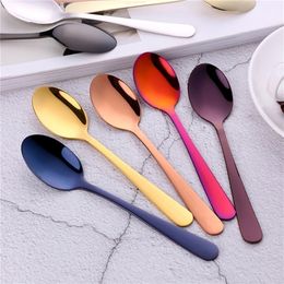 8 Colours Tea Spoons Stainless Steel Coffee Spoon High Quality Dessert Cake Fruit Gold Small Snack Scoop Dinnerware Tools 220509