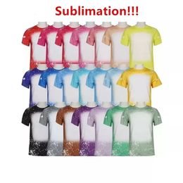 Sublimation Bleached Shirts Heat Transfer Blank Bleach Shirt Bleached Polyester T-Shirts US Men Women Party Supplies FS9535 0419