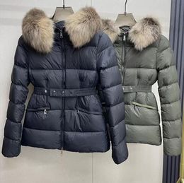 Womens Down Puffer Jacket Fashion Hooded Casual Warm fox fur collar slim fit Short Parkas Female Coat Winter Jaqueta Feminina Outerwear
