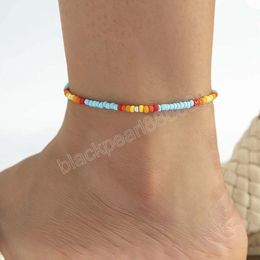 Boho Blue Seed Beads Anklet Bracelet for Women Girls Fashion Summer Beach Handmade Chain Barefoot Ankle Foot Accessories