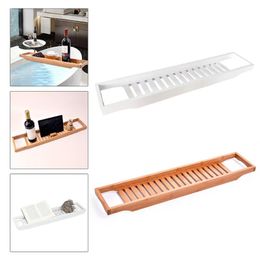 Hooks & Rails Bamboo Bathtub Tray Bathroom Shower Organiser Home SPA Wooden Storage Rack For Book Wine Holder Tub Bath Table Accessories