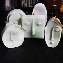 Abstract Face Candle Silicone Mould for Handmade Desktop Decoration Gypsum Epoxy Resin Aromatherapy Mould 220721