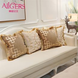 Avigers Embroidery Velvet Tassel Cushion Cover Luxury Pillow Cover Pillow Case Geometry Home Decorative Sofa Chair Throw Pillow T200601