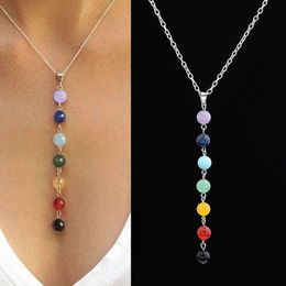 Pendant Necklaces 1/3Pcs 7 Chakra Gem Natural Stone Beads Necklace Women Yoga Reiki Healing Balancing Jewellery Gifts