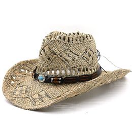 Straw Western Cowboy Hat Hand Made Beach Felt Sun hats For Man Woman Curling Brim Cap Sun Protection Unisex