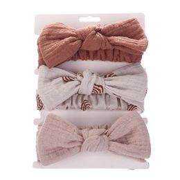 3Pcs/Set Summer Baby Girl Headbands Cute Bows Soft Cotton Elastic Newborn Headband Headwear Solid Colour Hair Accessories