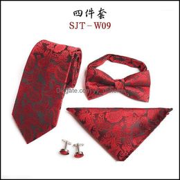 Bow Ties Fashion Accessories Waist Flower Mens Tie Pocket Towel Cufflink 4 Sets Business Dress Wedding Suits Sets1 Drop Delivery 2021 1Hj2N