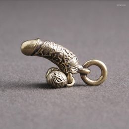 Keychains Creative Brass Male Penis Pendant Keychain Fun Simulation Chick Personality Mini Genitals Car Miri22