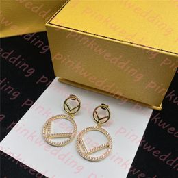 Diamond Earring Hoop Classic Letter Charm Stud Designer Round Earrings Women Wedding Party Ear Stud