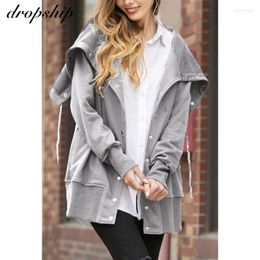 Autumn And Winter Loose Hooded Woman Parkas Jacket Women Sleeveless Vest Coat Solid Colour Plus Size Womens Clothing Women's Down & Guin22