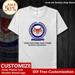 Singapore Army Cotton T shirt Custom Jersey Fans DIY Name Number Tshirt High Street Fashion Hip Hop Loose Casual T-shirt 220609