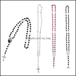 Party Favor Event Supplies Festive Home Garden Sublimation Rosary Beaded Necklace Cross Metal P Dhzl9