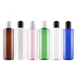 Empty Packing Plastic Bottle Flat Shoulder PET White Black Press Pump Screw Lid Refillable Portable Cosmetic Packaging Container 250ml