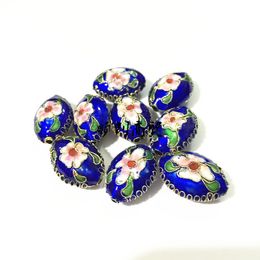 10pcs Cloisonne Filigree Oval Flower Beaded Copper Enamel Bodhy Accessories DIY Jewellery Making Supplier Bracelet Necklace Beads