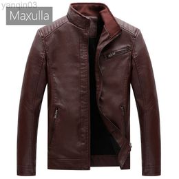 Maxulla Mens PU Jacket Fashion Mens Thick Leather Jacket Jackets Male Causal Slim Faux Leather Punk Motorcycle Jackets Clothing L220801