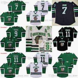 North Dakota Fighting Sioux College Buz Hokeyi Formaları Erkek Dikişli 9 Jonathan Toews 11 Zach Parise 7 T.J. Oshie Üniversitesi Forması