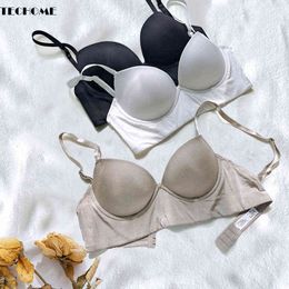 2022 Women Sexy Backless Bra Gathering Wire Free Underwear Comfortable Invisible Thin Cup Beautiful Back Bra Women Lingerie T220726