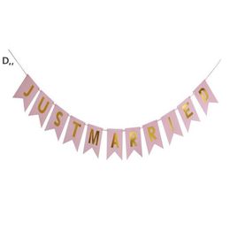 Just Married Happy Birthday Bunting Banner Letter Hanging Garlands Pastel String Flags Baby Shower Party Wedding Decor GCE13636