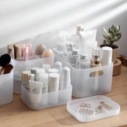 Storage Boxes & Bins Makeup Box Matte Clear Plastic Compartment Desk Table Artifact Container Cosmetic Organizer