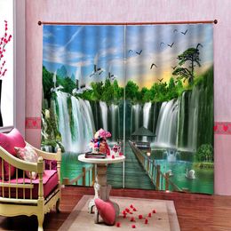 landscape Curtain beautiful waterfall 3D Window Curtains For Living Room Bedroom blackout curtains decoration cortinas para salon 2 piezas