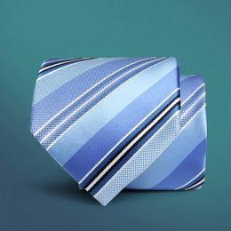 light blue dress formal UK - Bow Ties 8cm Fashion Tie Man Dress Classic Shirt Wedding Groom Business Neck 8 Cm Light Blue Stripe Men Accessories Formal TiesBow