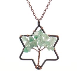 Vintage Hexagram Energy Gravel Crystal Braided Necklace For Women Men Lovers Natural Healthy Reiki Rock Crystal Choker Jewellery