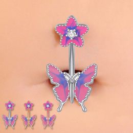 Butterfly Belly Button Ring For Women Girls Stainless Steel Navel Piercing Dance Belly Rings Body Piercing Jewelry