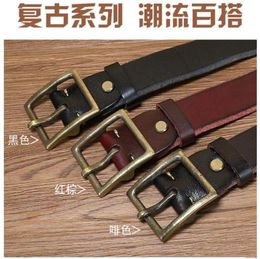 Belts Personalized Fashion Widened Thickened Pure Copper Pin Buckle Belt Retro Trend Korean Youth Jeans