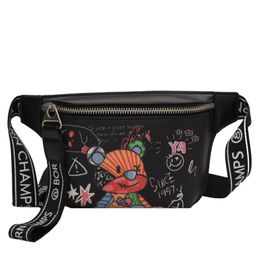 Fashion Graffiti Waist Bag for Women Cartoon Belt Bag High Quality Fanny Pack Designer Female Crossbody Chest Bag 220611