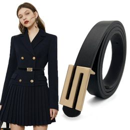 Belts Leather Belt For Women Fashion Simple Letter Alloy Smooth Buckle Dress Jeans High Quality Ladies Waistband AccessoriesBelts