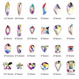 50Pcs AB Colour Irregular Shape Nail Rhinestones 3D Nail Art Decoration flatback crystal diamond Hot fix Charms Jewellery Manicure DIY Accessories
