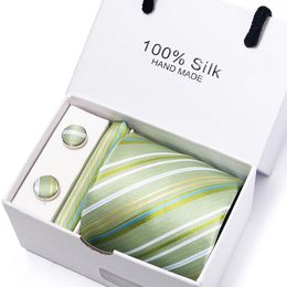 Bow Ties Fashion Brand Wedding Present Silk Necktie Set Tie Box Grey Floral Accessories Man Fit GroupBow