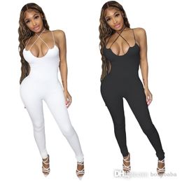 Summer Designer Women Jumpsuit Black Sexy Thread Strap Open Back Suspender Trousers Fashion Casual Slim Rompers Night Club Wear