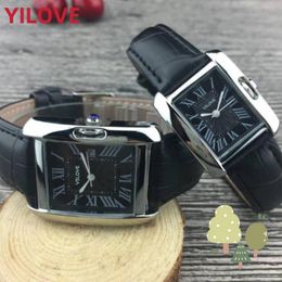 Luxury Women Mens Designer Watch Genuine Black Leather Fashion Clock 33mm 27mm Stainless Steel Case Square Dial Roman Word Nail Luxury Gifts Trend Wristwatches