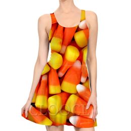 Fashion Casual Beautiful Fruit Dress Mini 3D Print Summer Womens Sexy Dress Sleeveless Pleated Onepiece Beach Dresses W220616
