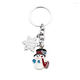 Keychains Colorful Enamel Christmas Snowflake Snowman Keychain Car Women Men Bag Accessories Jewelry Gifts Key Chain Wholesale