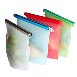 reusable silicone food storage bags portable grade savers container fresh Organiser Friendly Airtight Seal Preservation Bag for Vegetable Fruit Snack Lunch