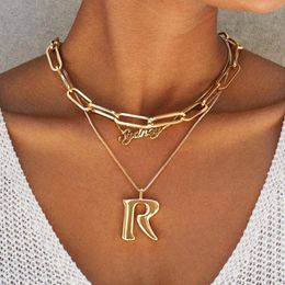 Pendant Necklaces Wgoud Initial Alphabet Letter Necklace Fashion Gold Colour Metal 26 Letters Pendants Friends Family Gifts For WomenPendant